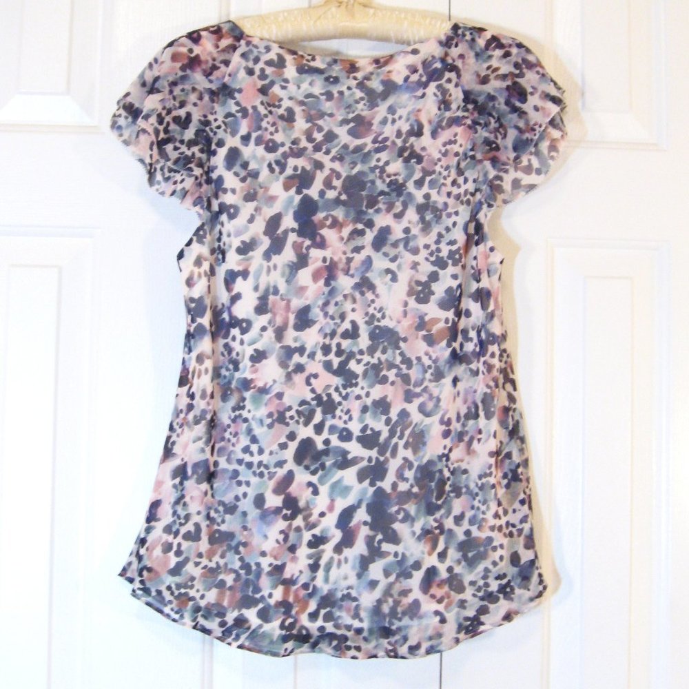 Whbm | Abstract Print Flutter Sleeve Blouse - image 8